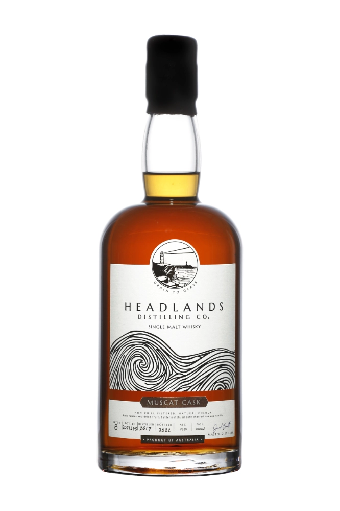 A bottle of Muscat Cask Whisky - Headlands Distilling Co.